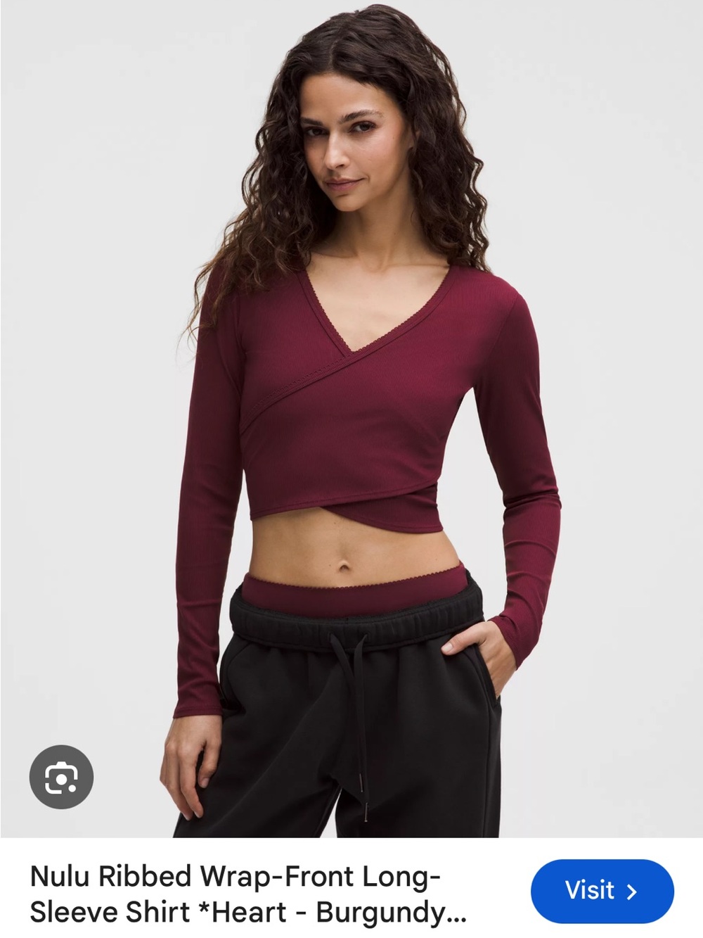 LULULEMON  Ribbed Wrap-Front Long-Sleeve Shirt *Heart Colour Burgundy Bay size S